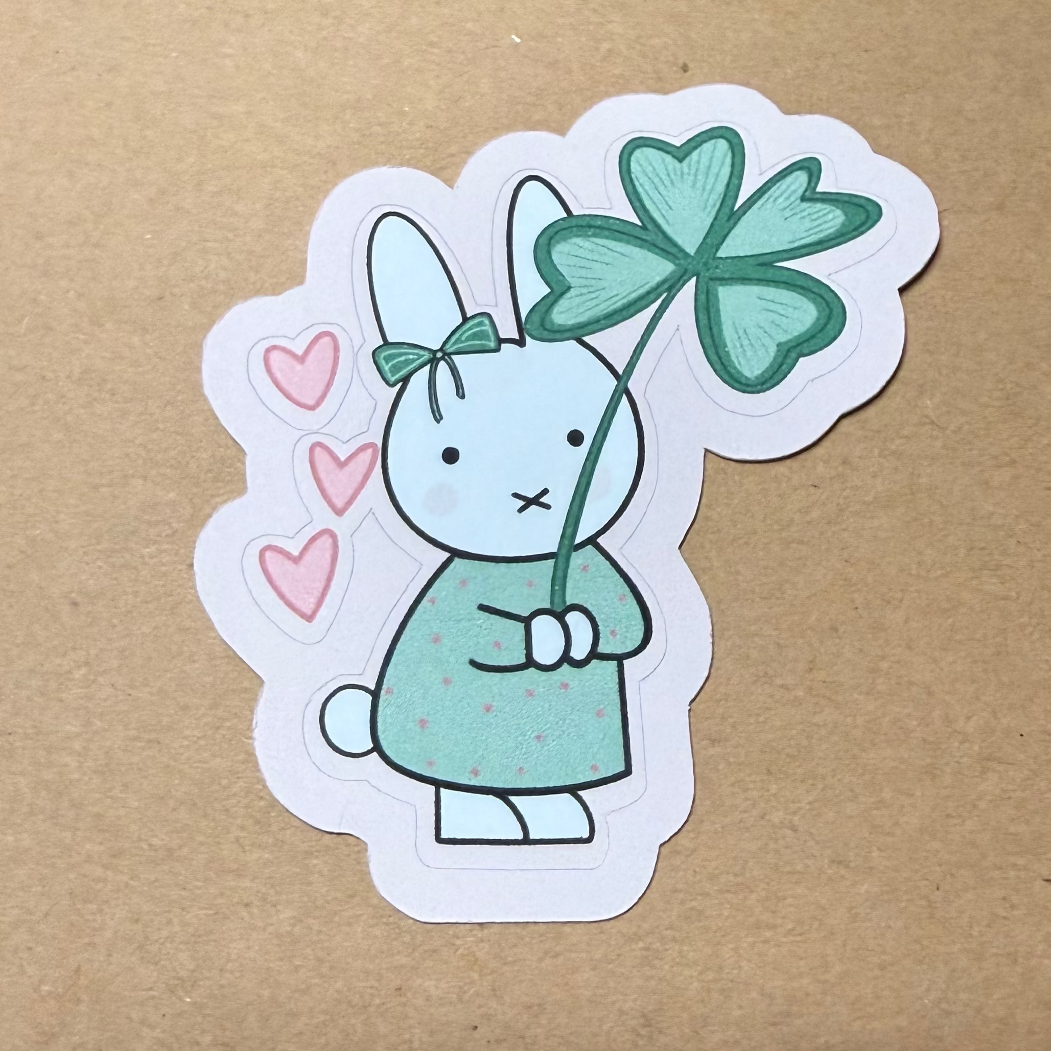 Pink Miffy Shamrock Sticker